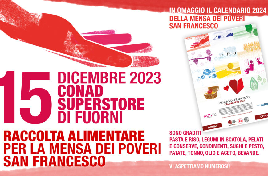IL 15 DICEMBRE RACCOLTA ALIMENTARE 2023 PER LA MENSA DEI POVERI DI SALERNO